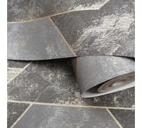 SOPHIE LAURENCE Charcoal Gold Marble Wallpaper Metallic Geometric Pattern Feature Dining Room