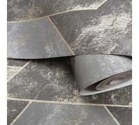 Sophie Laurence Charcoal Gold Marble Wallpaper Metallic Geometric Pattern Feature Dining Room