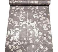 SOPHIE LAURENCE Charcoal Grey Floral Leaf Wallpaper - Metallic Shimmer, Textured Thick Vinyl Feature Wall Covering for Lounge & Bedroom (53 cm × 10.05 m)