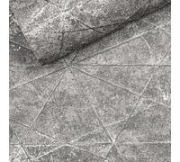 Sophie Laurence Charcoal Grey Geometric Wallpaper Silver Metallic Shimmer Heavy Weight Thick Vinyl Paste The Wall