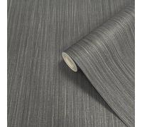Sophie Laurence Charcoal Grey Wallpaper Textured Black Gold Metallic Stripe Plain Living Room