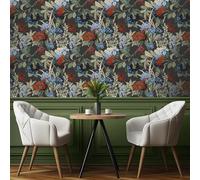SOPHIE LAURENCE Charcoal Multi Floral Wallpaper Smooth Finish Feature Wall Living Room Bedroom 10M X 0.53M