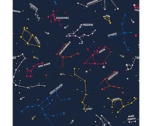 SOPHIE LAURENCE Constellations Space Navy Blue Multi Kids Nature Boy Nursery Wallpaper (Blue)
