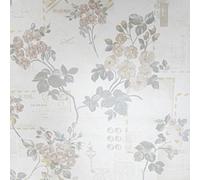 Sophie Laurence Cream Beige Floral Wallpaper Postcards Stamps Words Buttons Keys Paste The Paper
