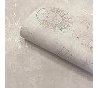 Sophie Laurence Cream Gold Space Wallpaper Metallic Moon Sun Feature Wall Lounge Bedroom Study