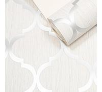 SOPHIE LAURENCE Cream Trellis Geometric Floral Wallpaper Gold Metallic Shimmer Textured Thick Slightly Imperfect Bedroom Bathroom Lounge Hallway 10m x 0.53m Full Roll Vinyl
