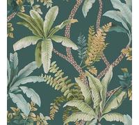 SOPHIE LAURENCE Eastern Horizons Trailing Palm Green Wallpaper for Bedroom Decor, Nature Inspired Wallpaper, Offset Pattern, Wall Paper Paste, 10m Wall Paper Roll for Interior Design