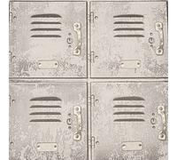 SOPHIE LAURENCE Easy Paste The Wall Locker Metal Look Grey Wallpaper for Living Room Kitchen Bedroom Hallway Dining (Grey)