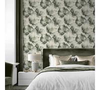 SOPHIE LAURENCE Elysian Floral Wallpaper - Green and Gold Metallic Petals, Washable and Removable, for Bedroom, Living Room, Dining Room - 0.53m x 0.53m Sample