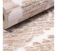 SOPHIE LAURENCE Fabric Damask Designer Wallpaper - Textured Thick Opulent Brown Beige - Solid Heavy Duty Paste The Wall (Full Roll, Rose Gold)