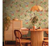 SOPHIE LAURENCE Gold Safari Animal Wallpaper - Floral Jungle Pattern with Zebras, Bees & Butterflies | Kids Nursery & Playroom Feature Wall | Premium Decorative Roll 10M x 0.53M