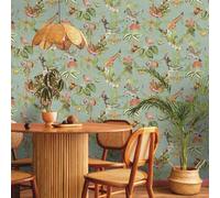 SOPHIE LAURENCE Gold Safari Jungle Animal Wallpaper - Tropical Botanical Floral Design with Zebras, Butterflies & Bees | Feature Wall Decor for Nursery or Kids’ Bedroom 10M x 0.53M