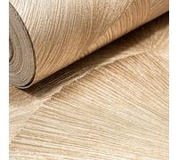SOPHIE LAURENCE Gold Textured Oriental Asian Inspired Fan Pattern Wallpaper Elegant Metallic Shimmer Paste The Wall Vinyl Feature Wall Living Room, Bedroom, Kitchen, Bathroom Full Roll 10m x 0.53m