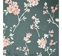 SOPHIE LAURENCE Green Floral Textured Vinyl Wallpaper Slightly Imperfect | Paste The Wall, Washable Strippable, Straight Match for Living Room, Bedroom, Feature Walls 0.53m x 10.05m (Full Roll)
