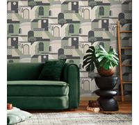 Sophie Laurence Green Mediterranean Style Wallpaper Quirky Feature Wall