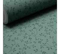 SOPHIE LAURENCE Green Small Flower Floral Wallpaper - Non-Woven Vinyl Thick Smooth Finish, Luxury Flower Pattern Feature Wall Wallpaper Roll 10m x 0.53m for Living Room, Bedroom & Hallway