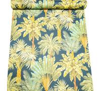 Sophie Laurence Green Tropical Tree Wallpaper Navy Blue Textured Vinyl Feature Wall