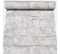 Sophie Laurence Grey Brick Effect Wallpaper Stone Textured Metallic Shimmer