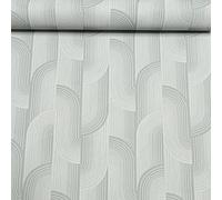SOPHIE LAURENCE Grey Geometric Textured Vinyl Wallpaper | Paste The Wall, Washable, Strippable for Living Room, Bedroom, Feature Walls, Straight Match Pattern Slightly Imperfect (Full RoLL)