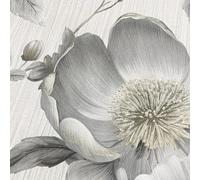 SOPHIE LAURENCE Grey Gold Floral Wallpaper Leaf Textured Metallic Shimmer Feature Wall Lounge