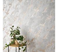 Sophie Laurence Grey Gold Marble Effect Wallpaper Textured Metallic Shimmer Vinyl Paste The Wall Feature Wall
