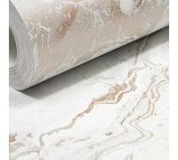 SOPHIE LAURENCE Grey Gold Marble Effect Wallpaper White Textured Metallic Shimmer Paste The Wall Feature Wall Lounge Hallway Bedroom Kitchen Bathroom Full Roll 10m x 0.53m
