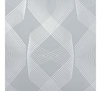 SOPHIE LAURENCE Grey Silver Ribbon Wave Wallpaper Glitter Shimmer Effect Textured Non-Woven - Paste The Wall Wallpaper