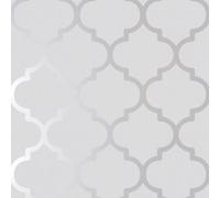 Sophie Laurence Grey Silver Trellis Wallpaper Metallic Shimmer Slightly Textured Feature Wall