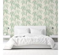 SOPHIE LAURENCE Hanging Leaf Leaves Wallpaper - Textured Finish, Washable, Paste The Paper for Feature Walls (Full Roll)