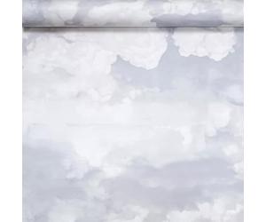 SOPHIE LAURENCE Hazy Day Clouds Wallpaper - Modern Peelable Paste The Paper, White Grey Blue Mix, Extra Washable for Any Room, 0.53m x 0.53m Sample, 1mm Thick, Made in Belgium