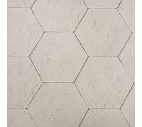 SOPHIE LAURENCE Hexagon Designer Wallpaper - Geometric Grey Brown Mix Taupe Brick Tile Wall Effect -Textured Thick Solid Heavy Duty - Paste The Wall (Sample)