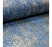 Sophie Laurence Industrial Distressed Concrete Navy Blue Metallic Gold Wallpaper