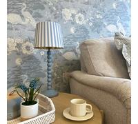 Sophie Laurence Light Blue Cranes Wallpaper Metallic Gold White Trees Floral Leaf Birds Feature Wall