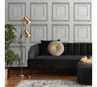 Sophie Laurence Light Grey Panel Effect Wallpaper Metallic Realistic 3D Wood Effect Flat Finish