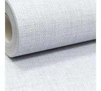 Sophie Laurence Light Grey Plain Wallpaper Woven Linen Effect Subtle Shimmer Metallic Smooth