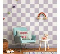 Sophie Laurence Lilac & White Check Wallpaper Smooth Flat Finish Feature Kids Play Room Bedroom