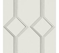 SOPHIE LAURENCE Luxury Geometric Trellis Azzurra Panel Off White Wallpaper for Living Room