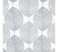 SOPHIE LAURENCE Modern Blue and Beige Leaf Wallpaper - Textured Finish, Washable, Paste The Wall for Living Room, Bedroom, Feature Wall (Full Roll)