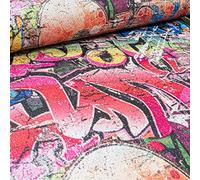 SOPHIE LAURENCE Modern Textured Street Multi Red Yellow Rustic Brick Graffiti Wallpaper