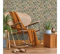 SOPHIE LAURENCE Multi Geometric Wallpaper - Metallic Shimmer Textured Vinyl, Modern Retro Feature Wall, Paste The Wall Wall Covering for Living Room, Bedroom & Hallway, 10m x 0.53m