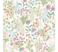 SOPHIE LAURENCE Multi Pink Floral Wallpaper Green Blue Smooth Finish Feature Wall Bedroom Office (10m Full Roll)