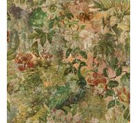 Sophie Laurence Multi Vintage Peacock Wallpaper Distressed Tropical Paint Effect Butterflies Feature Wall