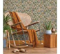 Sophie Laurence Multicoloured Geometric Textured Wallpaper Metallic Shimmer Vinyl Paste The Wall Feature Wall