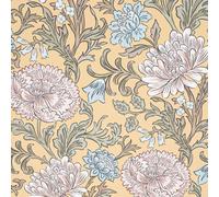 Sophie Laurence Mustard Yellow Floral Wallpaper Leaf Blue Smooth Vinyl Feature Wall