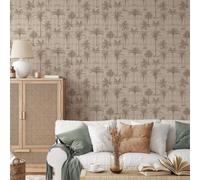 Sophie Laurence Natural Palm Tree Wallpaper Bamboo Textured Effect Thick Vinyl Feature Wall