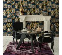 Sophie Laurence Navy Blue Animal Wallpaper Floral Leaf Victorian Portraits Cats Birds Feature