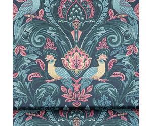 SOPHIE LAURENCE Navy Blue Floral Birds Slightly Imperfect Wallpaper