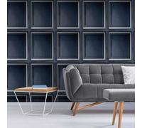 SOPHIE LAURENCE Navy Blue & Silver 3D Wood Panel Effect Wallpaper, Realistic Textured Design, 0.53m x 10.05m Roll, Scrubbable, Matte Finish, Paste The Paper, Ideal for Any Room