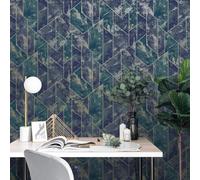 SOPHIE LAURENCE Navy Gold Marble Wallpaper Metallic Geometric Pattern Feature Wall Living Room