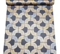 SOPHIE LAURENCE Navy Metallic Gold Geometric Wallpaper - Textured Thick Vinyl Feature Roll (53 cm × 10 m)